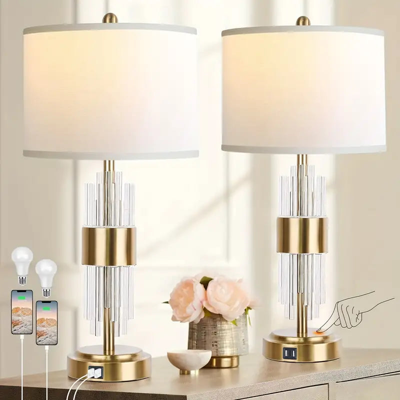 AuraLite Set – Modern Touch Lamps with USB Charging & LED Bulbs