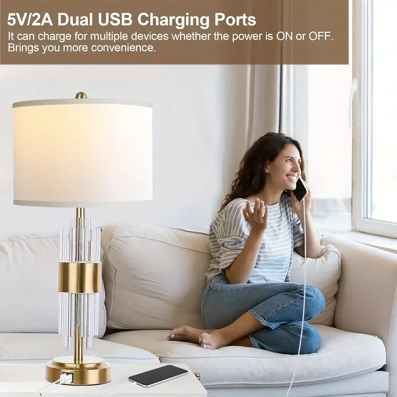 AuraLite Set – Modern Touch Lamps with USB Charging & LED Bulbs