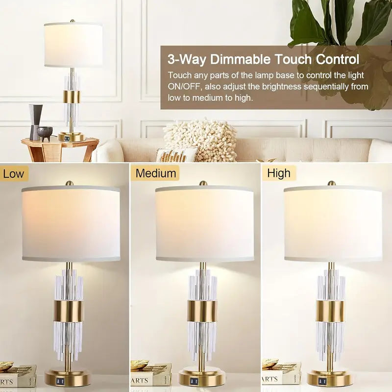 AuraLite Set – Modern Touch Lamps with USB Charging & LED Bulbs