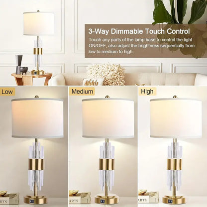 AuraLite Set – Modern Touch Lamps with USB Charging & LED Bulbs